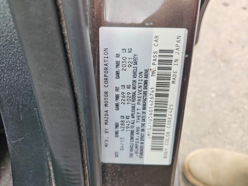 2016 Mazda 6 მანქანა იყიდება აუქციონზე, vin: JM1GJ1U56G1426741, აუქციონის ნომერი: 53807626