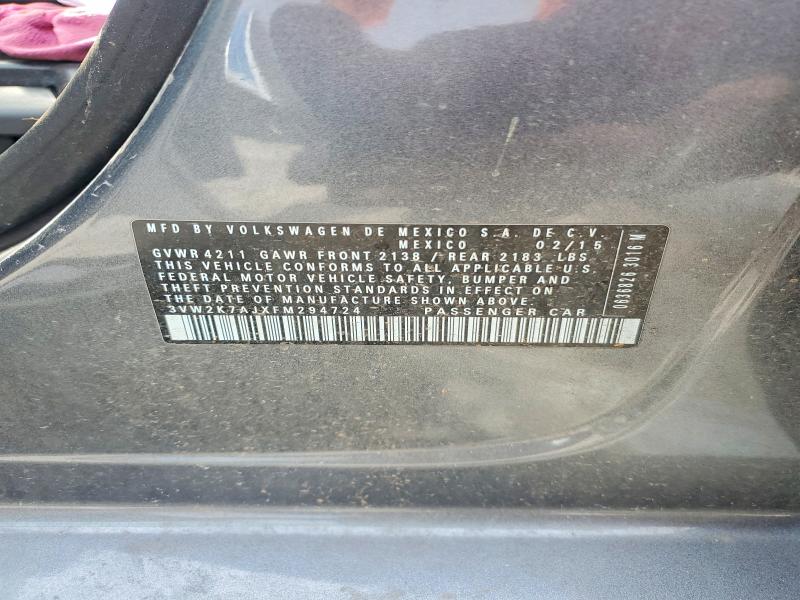52584976 :رقم المزاد ، 3VW2K7AJXFM294724 vin ، 2015 Volkswagen Jetta مزاد بيع