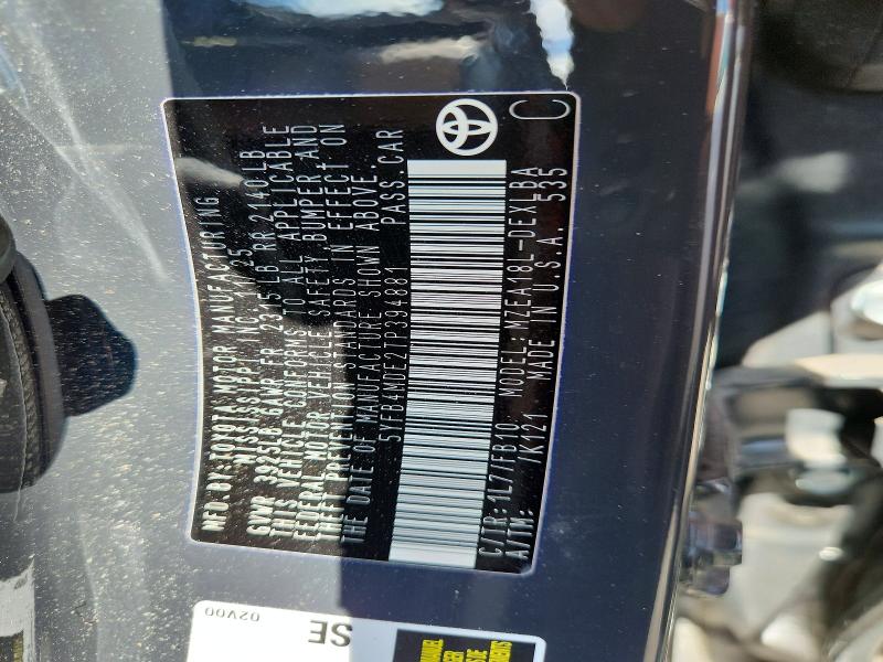 52996456 :رقم المزاد ، 5YFB4MDE2TP394881 vin ، 2026 Toyota Corolla مزاد بيع