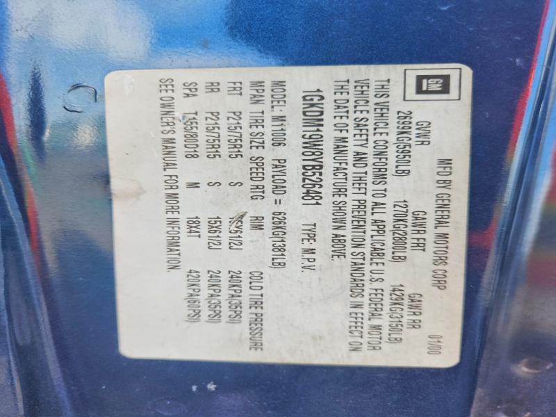 Продажа на аукционе авто 2000 Gmc Safari, vin: 1GKDM19W8YB526481, номер лота: 53879086