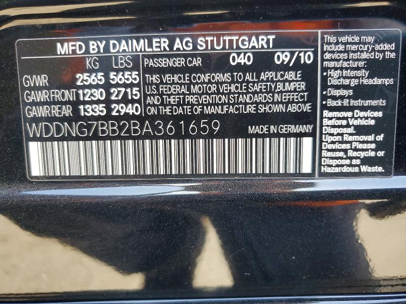 53938246 :رقم المزاد ، WDDNG7BB2BA361659 vin ، 2011 Mercedes-benz S مزاد بيع