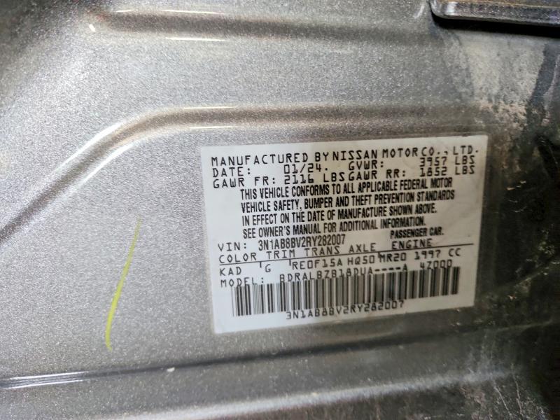 Aukcja sprzedaży 2024 Nissan Sentra, vin: 3N1AB8BV2RY282007, numer aukcji: 55444546
