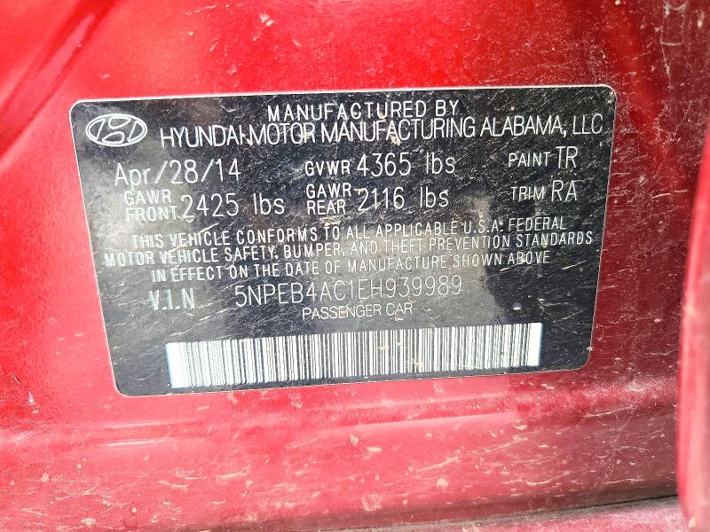 Продаж на аукціоні авто 2014 Hyundai Sonata, vin: 5NPEB4AC1EH939989, номер лоту: 53922746