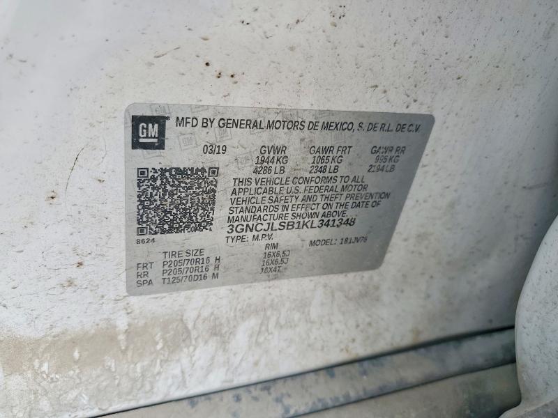 52160686 :رقم المزاد ، 3GNCJLSB1KL341348 vin ، 2019 Chevrolet Trax مزاد بيع