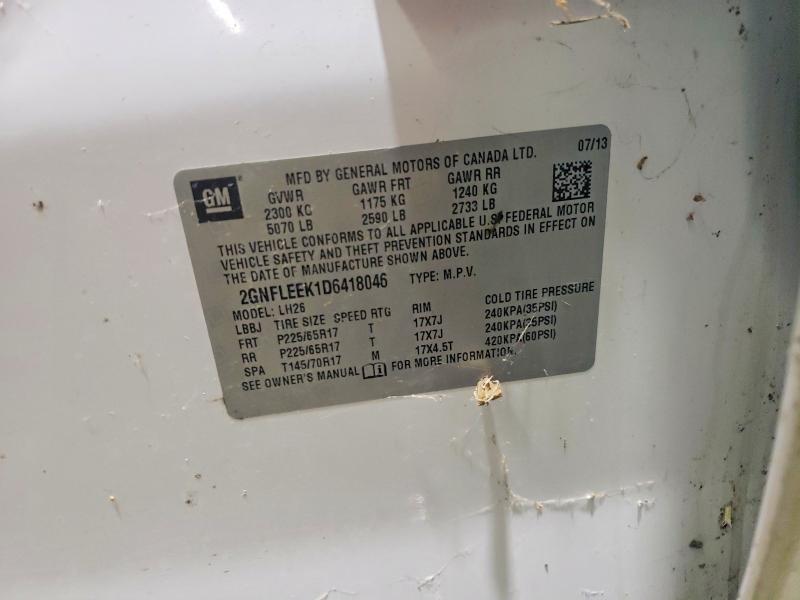 52575506 :رقم المزاد ، 2GNFLEEK1D6418046 vin ، 2013 Chevrolet Equinox مزاد بيع