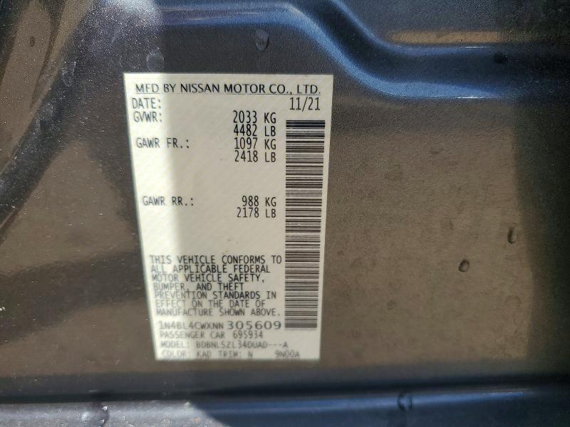 Продажа на аукционе авто 2022 Nissan Altima, vin: 1N4BL4CWXNN305609, номер лота: 53555396