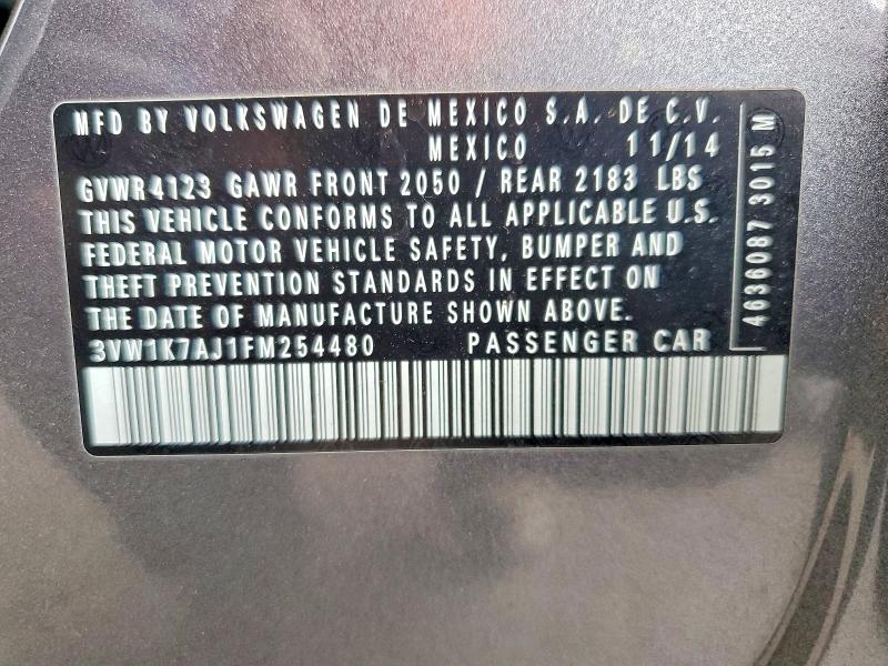 54991526 :رقم المزاد ، 3VW1K7AJ1FM254480 vin ، 2015 Volkswagen Jetta مزاد بيع