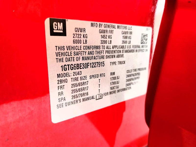 55383276 :رقم المزاد ، 1GTG6BE30F1227915 vin ، 2015 Gmc Canyon مزاد بيع