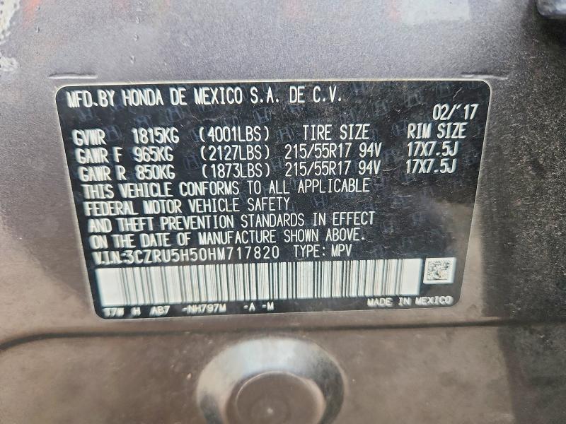 Продажа на аукционе авто 2017 Honda Hr-v, vin: 3CZRU5H50HM717820, номер лота: 54439546