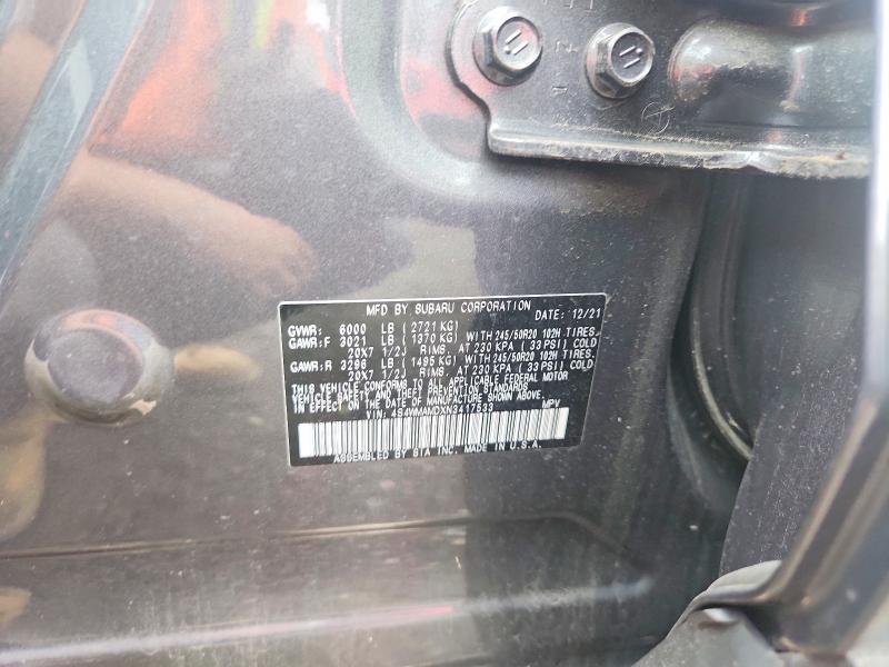 55006986 :رقم المزاد ، 4S4WMAMDXN3417533 vin ، 2022 Subaru Ascent مزاد بيع