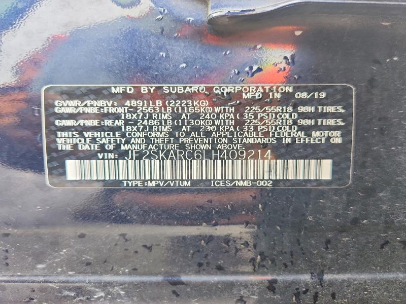 54451736 :رقم المزاد ، JF2SKARC6LH409214 vin ، 2020 Subaru Forester مزاد بيع