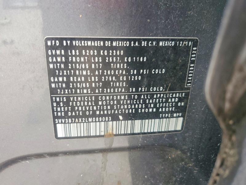 54239756 :رقم المزاد ، 3VV3B7AX2LM089083 vin ، 2020 Volkswagen Tiguan مزاد بيع