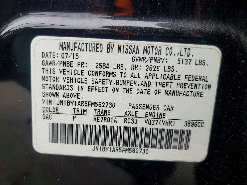 Продаж на аукціоні авто 2015 Infiniti Q70, vin: JN1BY1AR5FM562730, номер лоту: 53316076