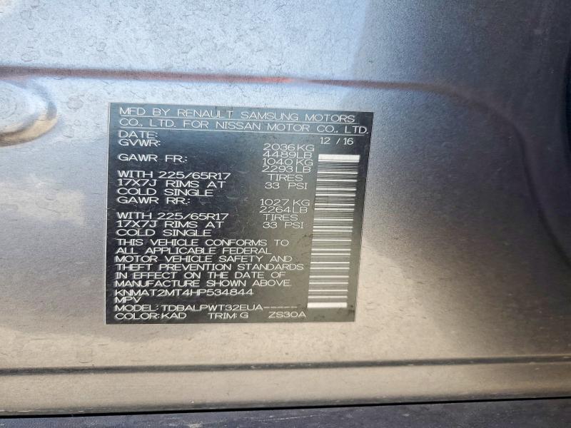 Aukcja sprzedaży 2017 Nissan Rogue, vin: KNMAT2MT4HP534844, numer aukcji: 52708616