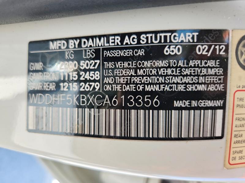 2012 Mercedes-benz E მანქანა იყიდება აუქციონზე, vin: WDDHF5KBXCA613356, აუქციონის ნომერი: 53291146