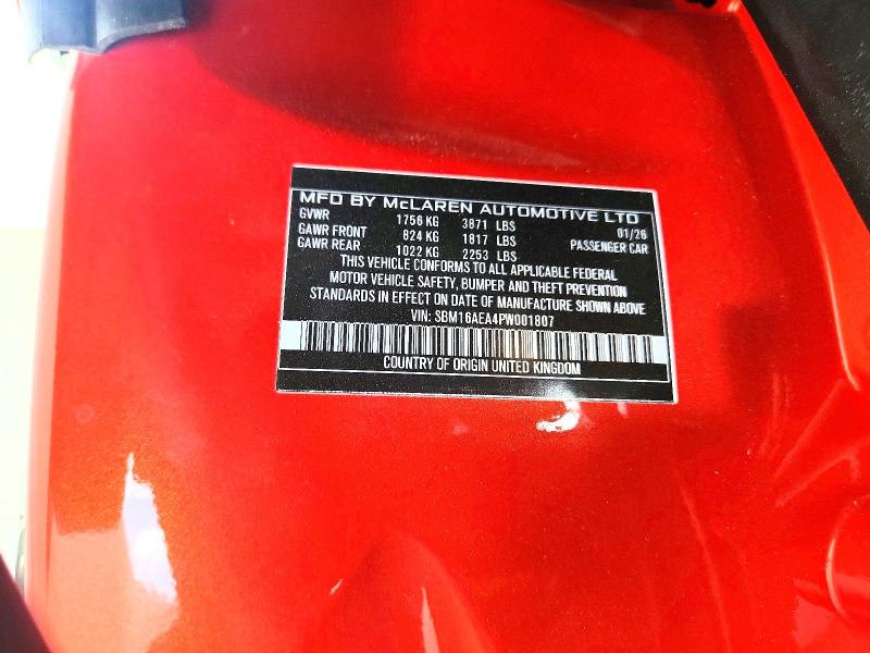 Продажа на аукционе авто 2023 Mclaren Automotive Artura, vin: SBM16AEA4PW001807, номер лота: 55196156