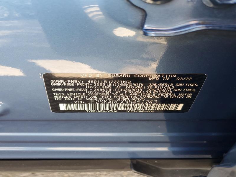 Продаж на аукціоні авто 2022 Subaru Forester, vin: JF2SKARCXNH451243, номер лоту: 54022526