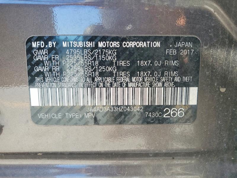 Продаж на аукціоні авто 2017 Mitsubishi Outlander, vin: JA4AD3A33HZ043042, номер лоту: 53237186