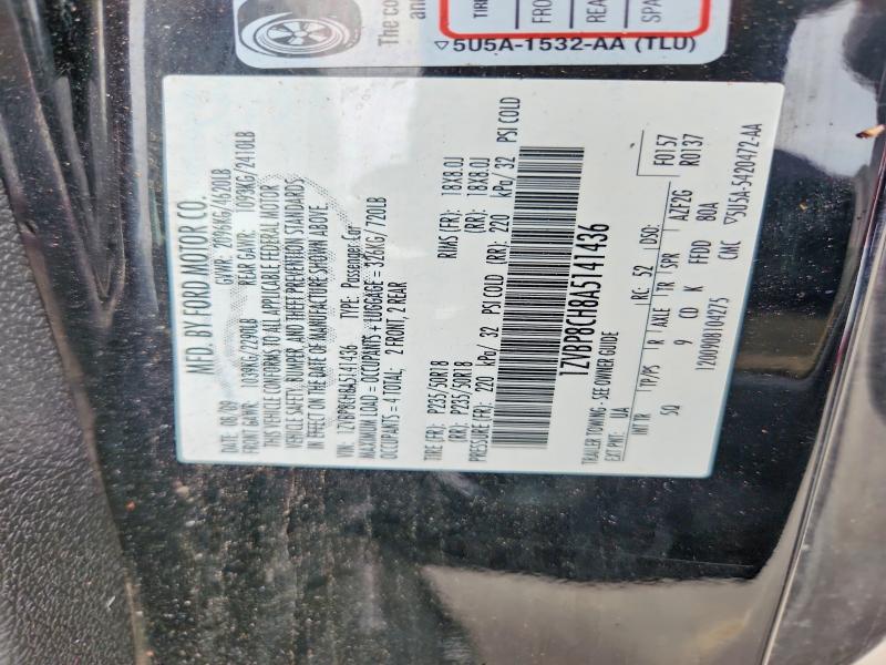 54603446 :رقم المزاد ، 1ZVBP8CH8A5141436 vin ، 2010 Ford Mustang مزاد بيع
