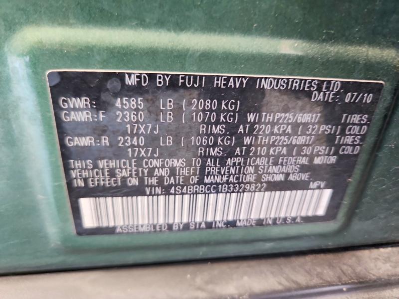 Продаж на аукціоні авто 2011 Subaru Outback, vin: 4S4BRBCC1B3329822, номер лоту: 54521466