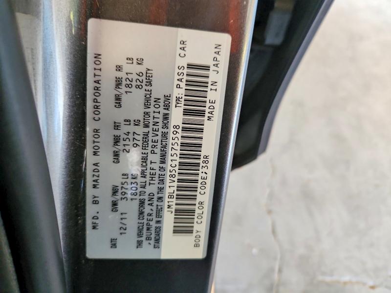 Aukcja sprzedaży 2012 Mazda 3, vin: JM1BL1V85C1575598, numer aukcji: 53773376
