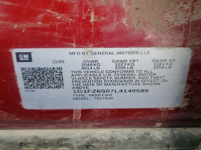 Продаж на аукціоні авто 2020 Chevrolet Bolt Ev, vin: 1G1FZ6S07L4149589, номер лоту: 54823936