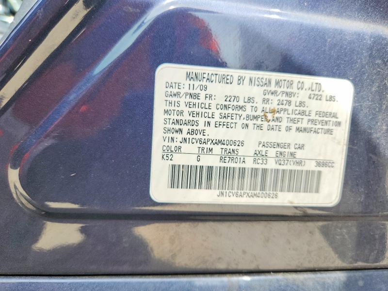 Aukcja sprzedaży 2010 Infiniti G37 Sedan, vin: JN1CV6APXAM400626, numer aukcji: 52043226