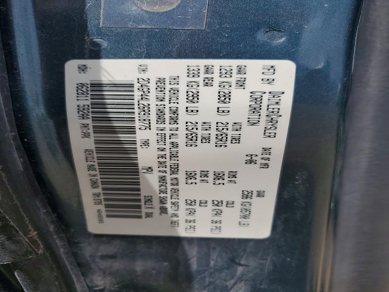 2006 Dodge Grand Caravan მანქანა იყიდება აუქციონზე, vin: 2D4GP44L26R918775, აუქციონის ნომერი: 51807606