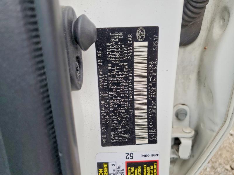 2023 Toyota Camry მანქანა იყიდება აუქციონზე, vin: 4T1T11AK8PU756061, აუქციონის ნომერი: 54105276