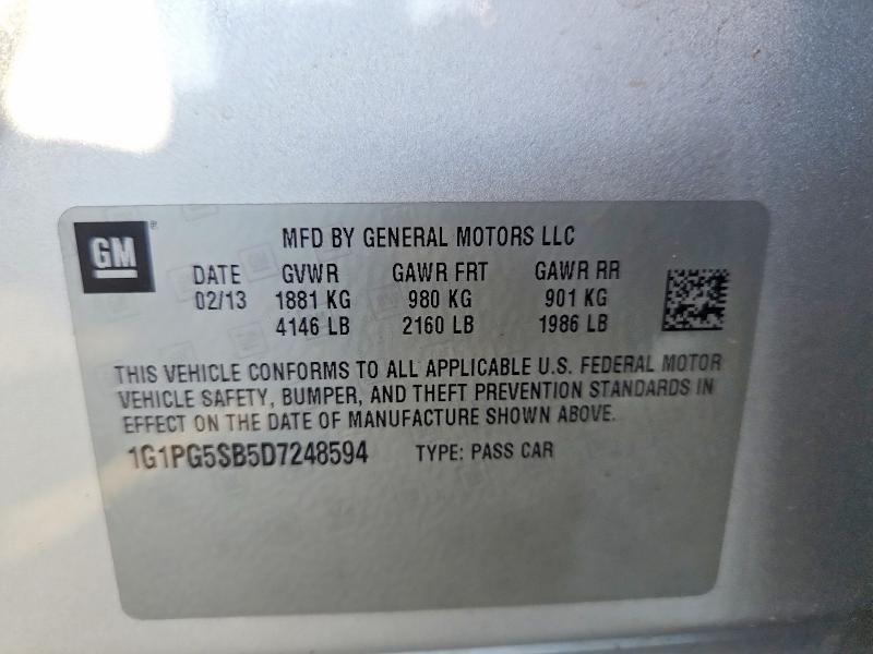 55155036 :رقم المزاد ، 1G1PG5SB5D7248594 vin ، 2013 Chevrolet Cruze مزاد بيع
