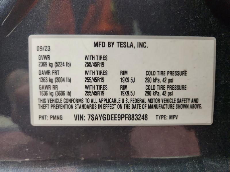 Продажа на аукционе авто 2023 Tesla Model Y, vin: 7SAYGDEE9PF883248, номер лота: 52531326