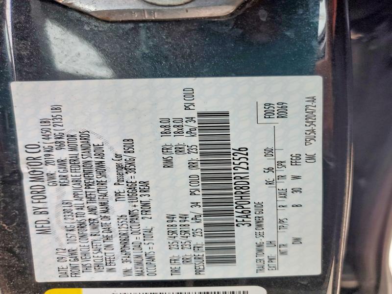 Продажа на аукционе авто 2013 Ford Fusion, vin: 3FA6P0HR8DR125526, номер лота: 52944476