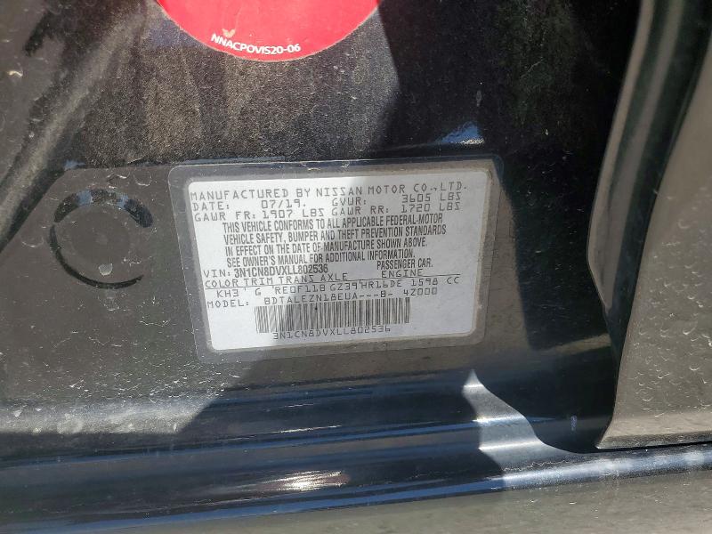 2020 Nissan Versa მანქანა იყიდება აუქციონზე, vin: 3N1CN8DVXLL802536, აუქციონის ნომერი: 52955606