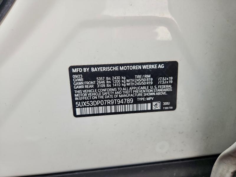 54515036 :رقم المزاد ، 5UX53DP07R9T94789 vin ، 2024 Bmw X3 مزاد بيع