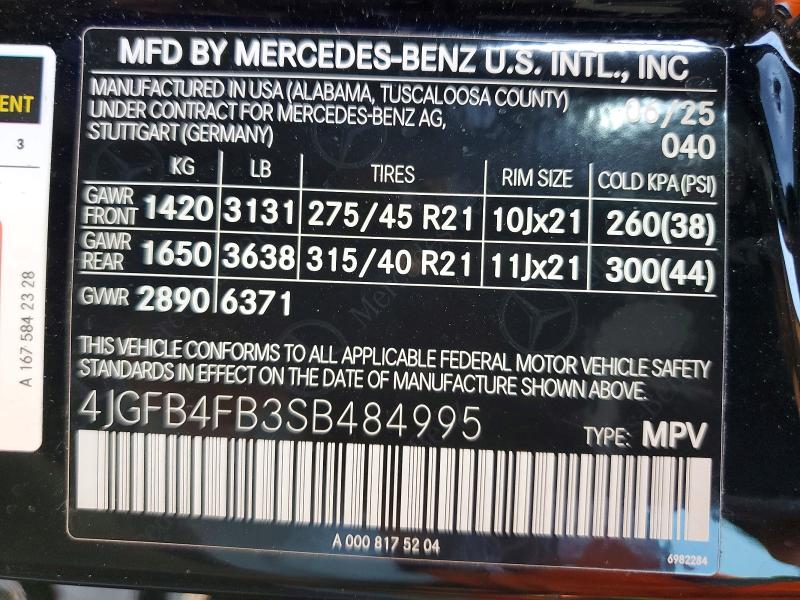 53587556 :رقم المزاد ، 4JGFB4FB3SB484995 vin ، 2025 Mercedes-benz Gle مزاد بيع