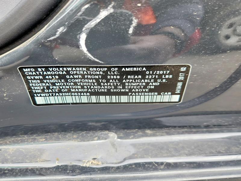 Aukcja sprzedaży 2017 Volkswagen Passat, vin: 1VWDT7A32HC052456, numer aukcji: 54442246