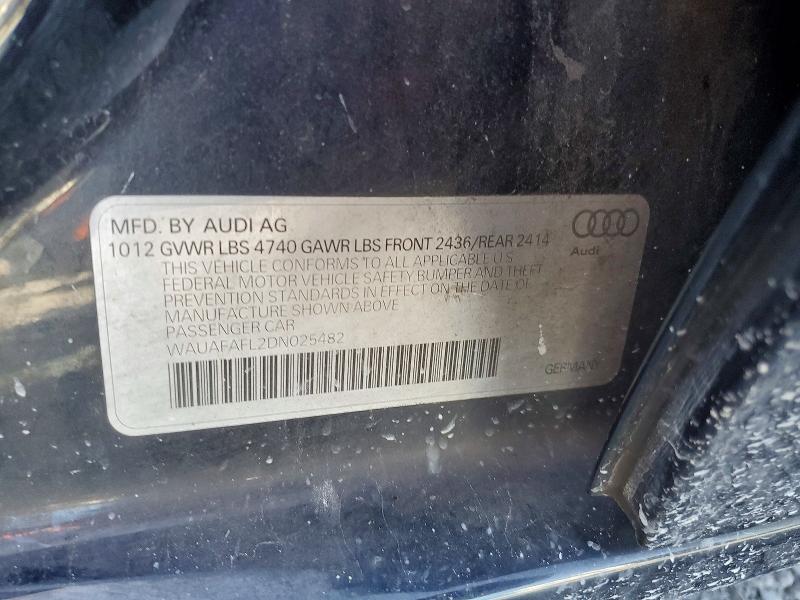 2013 Audi A4 მანქანა იყიდება აუქციონზე, vin: WAUAFAFL2DN025482, აუქციონის ნომერი: 54781516