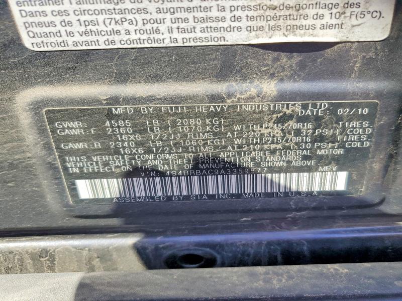 Aukcja sprzedaży 2010 Subaru Outback, vin: 4S4BRBAC9A3359877, numer aukcji: 55438796