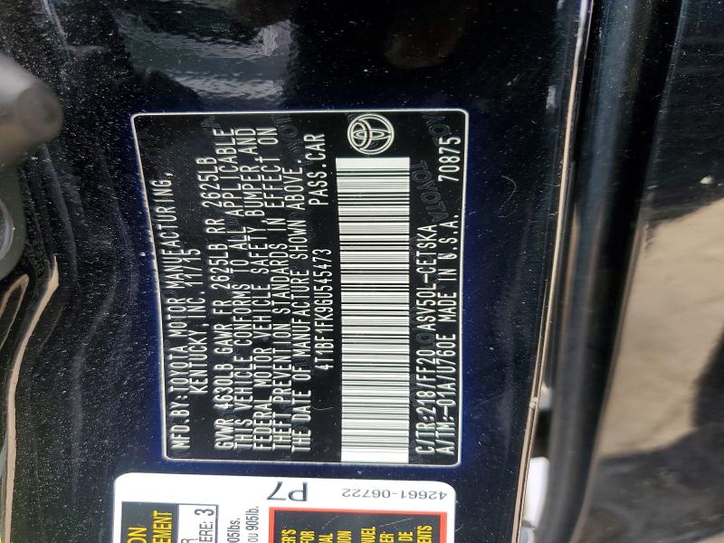 52434066 :رقم المزاد ، 4T1BF1FK9GU545473 vin ، 2016 Toyota Camry مزاد بيع