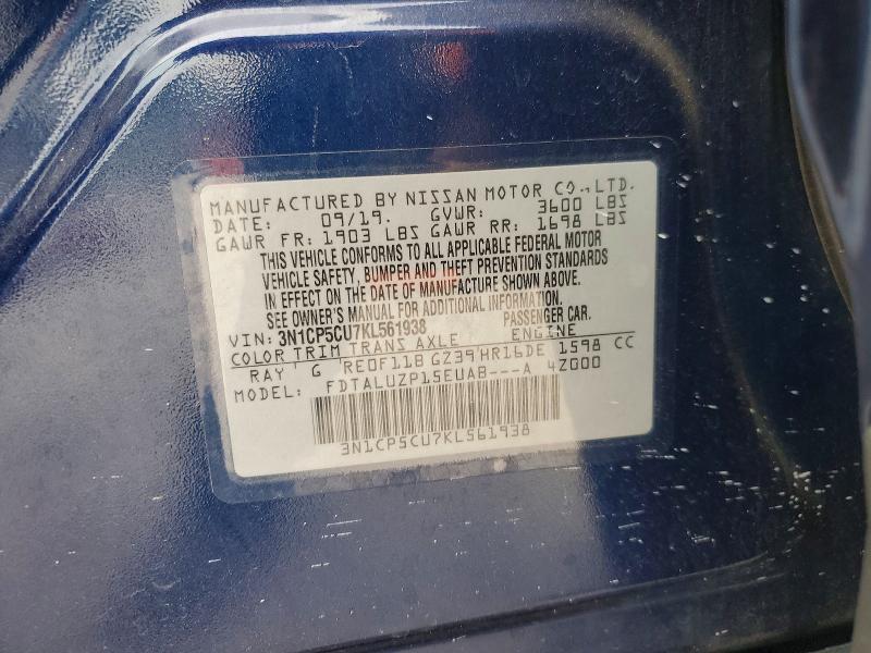 Продажа на аукционе авто 2019 Nissan Kicks, vin: 3N1CP5CU7KL561938, номер лота: 54830886