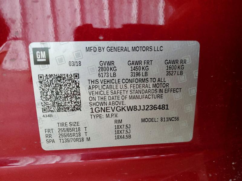 Aukcja sprzedaży 2018 Chevrolet Traverse, vin: 1GNEVGKW8JJ236481, numer aukcji: 54096796