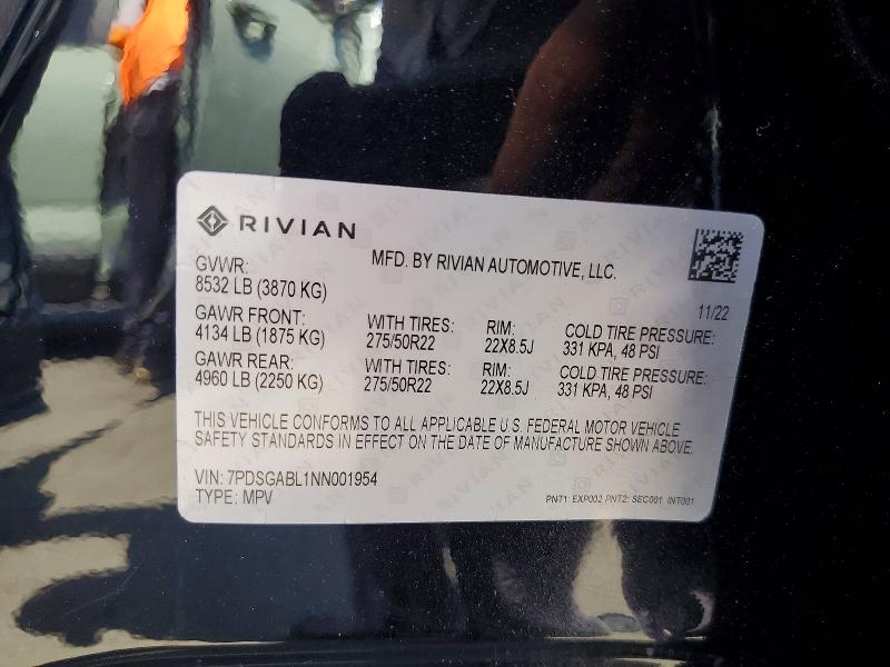55606546 :رقم المزاد ، 7PDSGABL1NN001954 vin ، 2022 Rivian R1s مزاد بيع