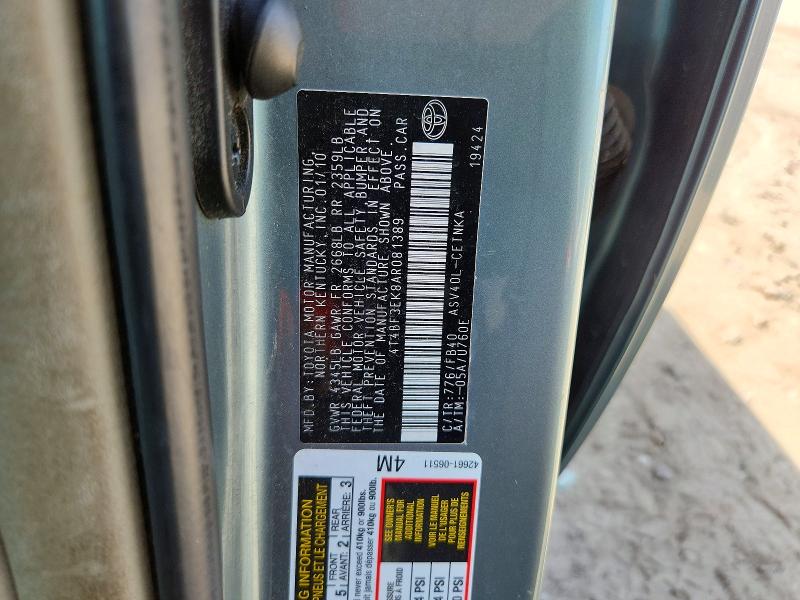 Aukcja sprzedaży 2010 Toyota Camry, vin: 4T4BF3EK8AR081389, numer aukcji: 54129176