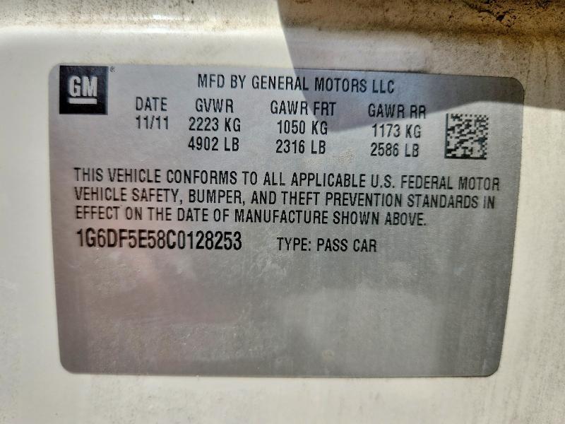 53756736 :رقم المزاد ، 1G6DF5E58C0128253 vin ، 2012 Cadillac Cts مزاد بيع