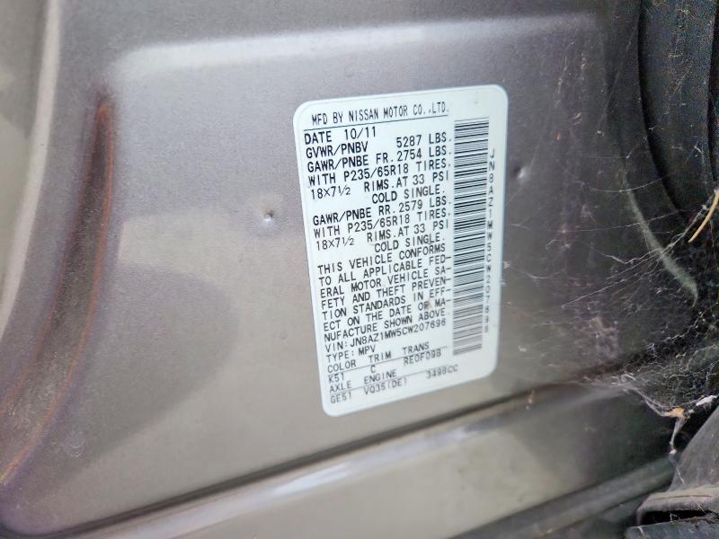 Aukcja sprzedaży 2012 Nissan Murano, vin: JN8AZ1MW5CW207696, numer aukcji: 55360296