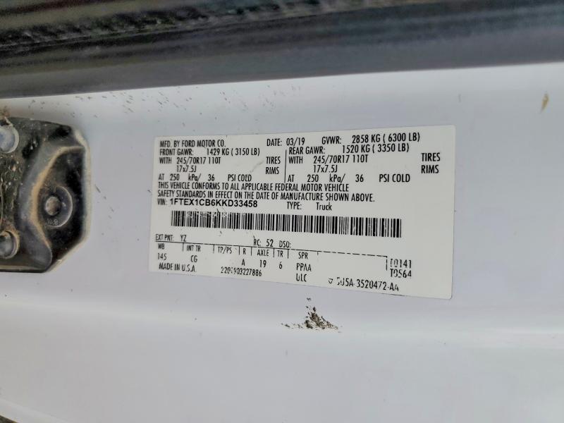 2019 Ford F150 მანქანა იყიდება აუქციონზე, vin: 1FTEX1CB6KKD33458, აუქციონის ნომერი: 49822506