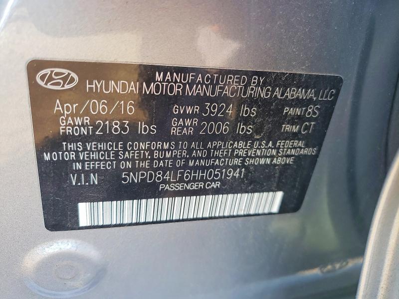 Aukcja sprzedaży 2017 Hyundai Elantra, vin: 5NPD84LF6HH051941, numer aukcji: 52010986
