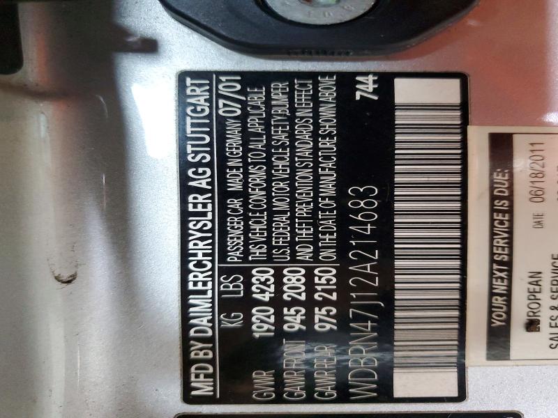 Продажа на аукционе авто 2002 Mercedes-benz C, vin: WDBRN47J12A214683, номер лота: 52560896