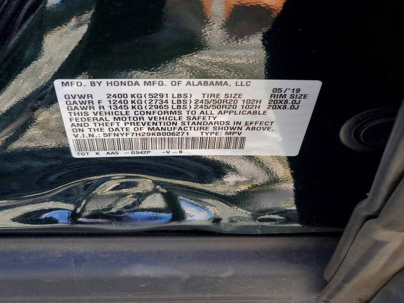 Продажа на аукционе авто 2019 Honda Passport, vin: 5FNYF7H29KB006271, номер лота: 53513506