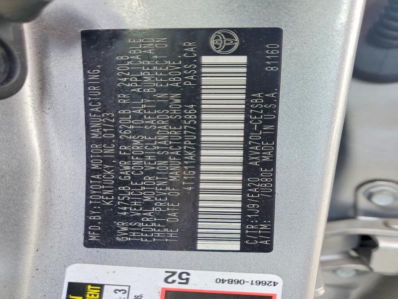 Auction sale of the 2023 Toyota Camry, vin: 4T1G11AK7PU775864, lot number: 55220716
